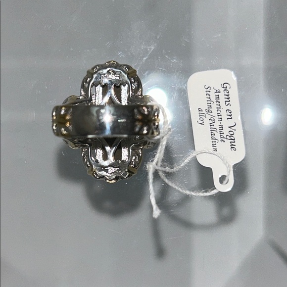 NWT Gems En Vogue Sterling Palladium 14K Accent Ammolite London Blue Topaz Ring - Picture 6 of 8